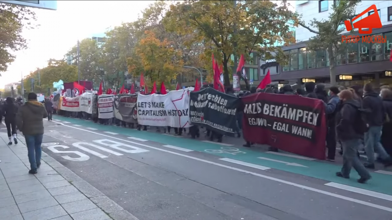 Антифа протестует в Штутгарте в поддержку левой политики